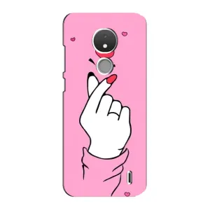 Чехол с принтом для Nokia C21 (AlphaPrint - Знак сердечка)
