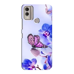Чохли з квітами для Nokia C22 (VPrint) (Метелик на квітах)