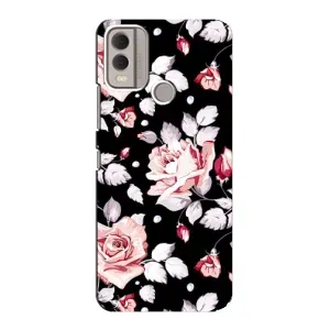 Чохли з квітами для Nokia C22 (VPrint) (Квіти на чорному)