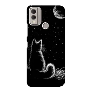Чехол с принтом для Nokia C22 (AlphaPrint) Модные коты (Котик и луна)