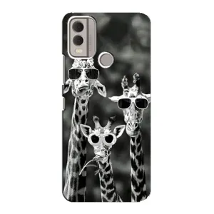 Силіконовий чохол з КАРТИНКАМИ літо для Nokia C22 (AlphaPrint) (Жирафи в окулярах)