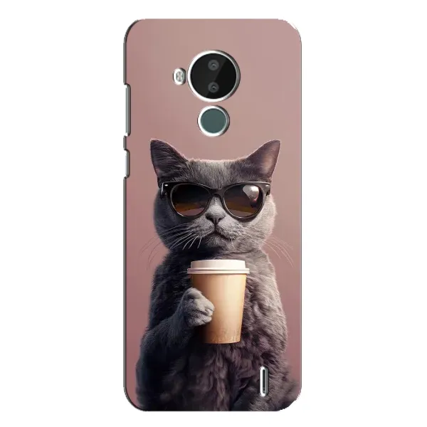 Чехол с принтом «Кот с кофе» для Nokia C30