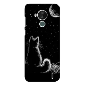 Чехол с принтом для Nokia C30 (AlphaPrint) Модные коты (Котик и луна)