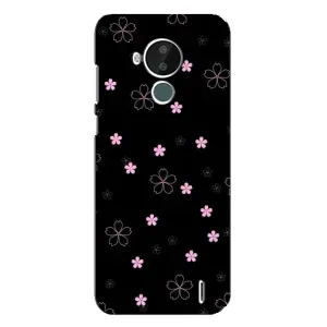 Чохол з розовим принтом для Nokia C30 (Рожеві квіти на чорному)