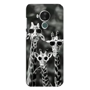 Силиконовый чехол с КАРТИНКАМИ лето для Nokia C30 (AlphaPrint) (Жирафы в очках)