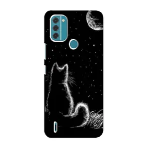 Чохол з принтом для Nokia C31 (AlphaPrint) Модні коти (Котик і місяць)