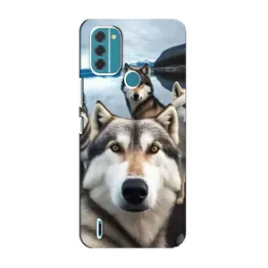 Чохол з Хаскі Nokia C31 - (AlphaPrint) (Селфі Хаскі)