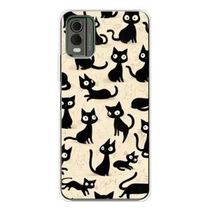 Чехол с рисунком кот на Nokia C32 (Черные коты)
