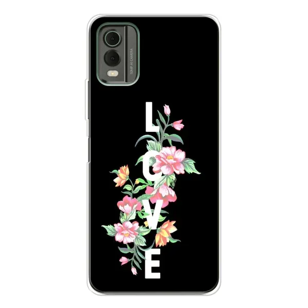 Чехол с принтом «Цветы LOVE» для Nokia C32 Чехол с принтом «Цветы LOVE» для Nokia C32