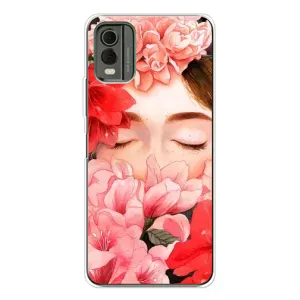 Чехлы (ART) Цветы на Nokia C32 (VPrint) (Глаза в цветах)