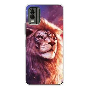 Чехол со Львом для Nokia C32 (VPrint) (Красочный Лев)