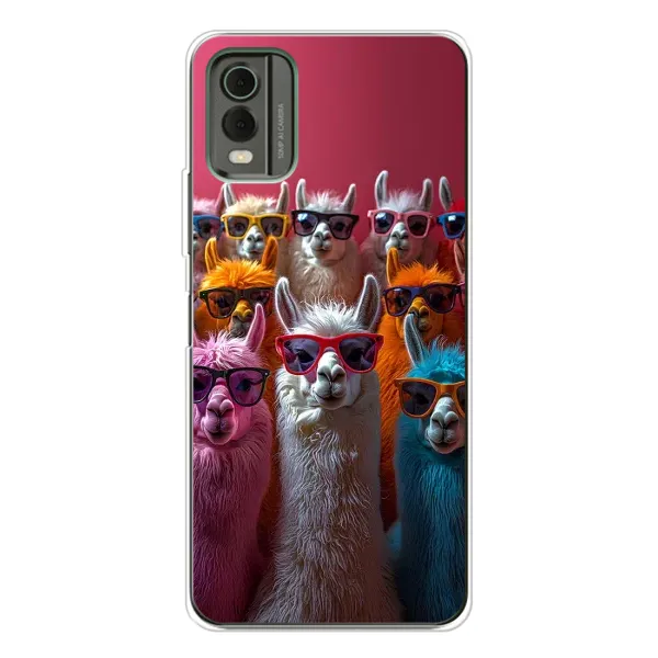 Чехол с принтом «Ламы в очках» для Nokia C32