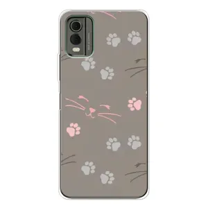 Чехол с рисунком кот на Nokia C32 (Лапы и усы)