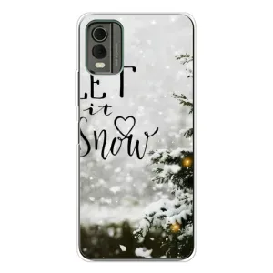 Новогодние, Праздничные Чехлы для Nokia C32 - 2024 год (Let it snow)