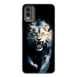 Чехол с картинкой «Хищники» для Nokia C32 (Лев в темноте)