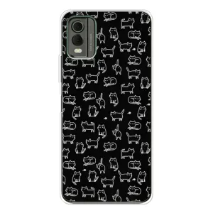 Чехол с принтом для Nokia C32 (AlphaPrint) Модные коты (Меленькие котики)