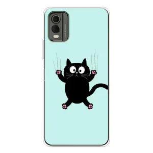 Чехол с принтом для Nokia C32 (AlphaPrint) Модные коты (Падающий кот)