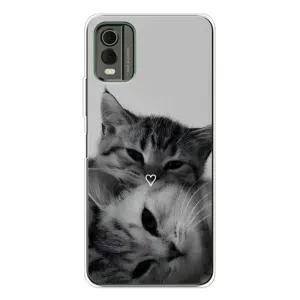 Чехол с рисунком кот на Nokia C32 (Пара котов)