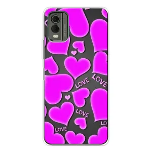 Чехлы для любимой на Нокиа С32 (VPrint) (Pink hearts)