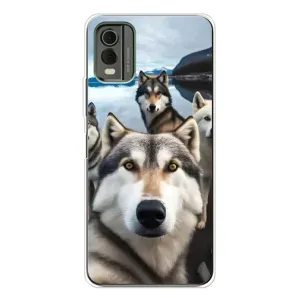 Чехол с Хаски для Nokia C32 - (AlphaPrint) (Селфи ХАски)