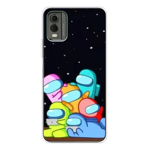 Чехол Амонг Ас для Nokia C32 (AlphaPrint) (Скины в космосе)