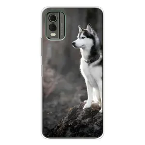 Чехол с Хаски для Nokia C32 - (AlphaPrint) (Верный пес)