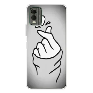 Чехол с принтом для Nokia C32 (AlphaPrint - Знак сердечка) (Значок Love)