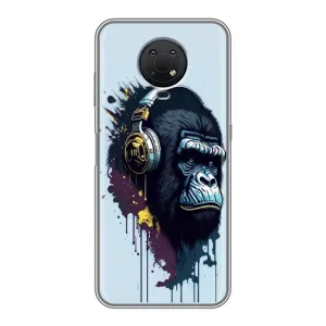 Чехол с Обезьянами Nokia G10 - (AlphaPrint) (Горилла в наушниках)