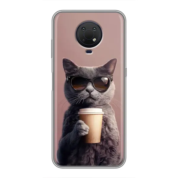 Чохол з принтом «Кіт з кавою» для Nokia G10
