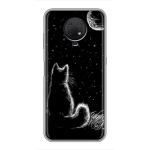 Чохол з принтом для Nokia G10 (AlphaPrint) Модні коти (Котик і місяць)
