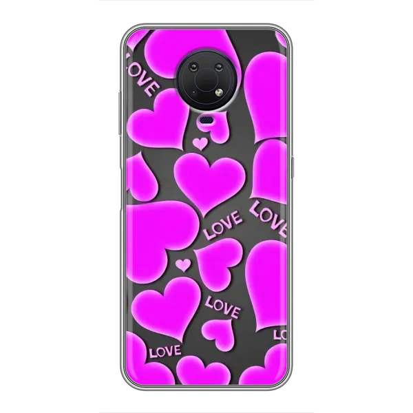 Чехол с принтом «Pink hearts» для Nokia G10
