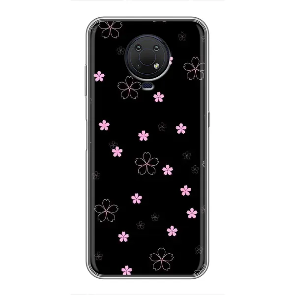 Чохол з принтом «Рожеві квіти на чорному» для Nokia G10