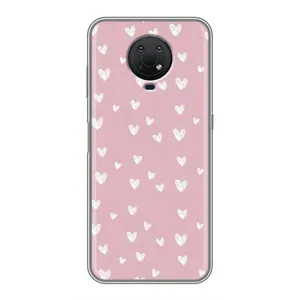 Чохол з розовим принтом для Nokia G10 (Сердечки на рожевому)
