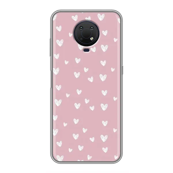 Чохол з принтом «Сердечки на рожевому» для Nokia G10