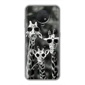 Силіконовий чохол з КАРТИНКАМИ літо для Nokia G10 (AlphaPrint) (Жирафи в окулярах)