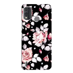 Чехлы с Цветами для Nokia G11 Plus (VPrint) (Цветочки на черном)