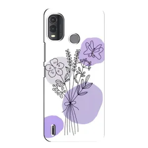 Силиконовый чехол с принтом в цветах на Nokia G11 Plus (Букет фиолетовая абстракция)