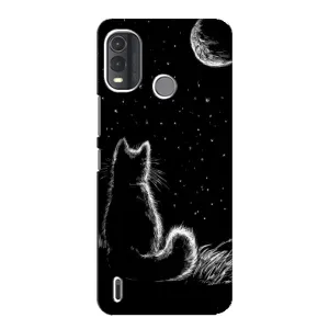 Чехол с принтом для Nokia G11 Plus (AlphaPrint) Модные коты (Котик и луна)