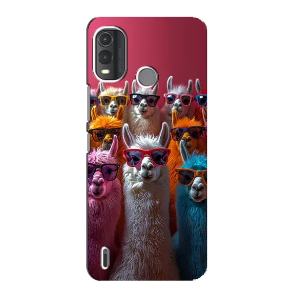 Чехол с принтом «Ламы в очках» для Nokia G11 Plus