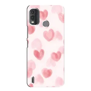 Чехол с розовым рисунком для Nokia G11 Plus (Розовые сердечки)