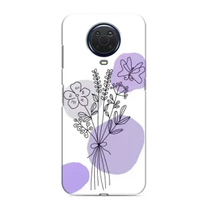 Силиконовый чехол с принтом в цветах на Nokia G20 (Букет фиолетовая абстракция)