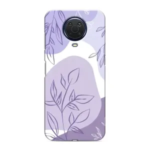Силиконовый чехол с принтом в цветах на Nokia G20 (Фиолетовые листья абстракция)
