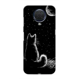 Чехол с принтом для Nokia G20 (AlphaPrint) Модные коты (Котик и луна)