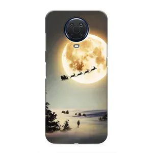 Новогодние, Праздничные Чехлы для Nokia G20 - 2024 год (Санта на луне)