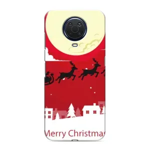 Різдвяні Чохли для Nokia G20 (VPrint) (Санта з оленями)