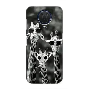 Силиконовый чехол с КАРТИНКАМИ лето для Nokia G20 (AlphaPrint) (Жирафы в очках)