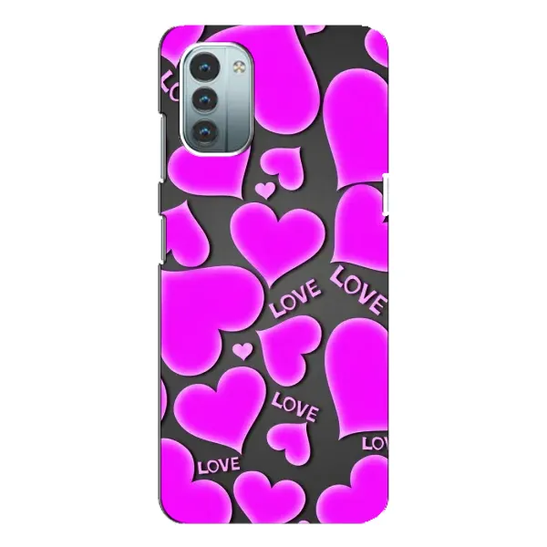 Чохол з принтом «Pink hearts» для Nokia G21
