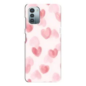 Чехол с розовым рисунком для Nokia G21 (Розовые сердечки)