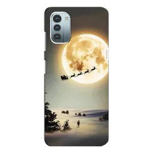 Новогодние, Праздничные Чехлы для Nokia G21 - 2024 год (Санта на луне)