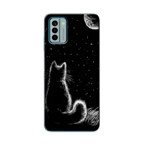 Чехол с принтом для Nokia G22 (AlphaPrint) Модные коты (Котик и луна)